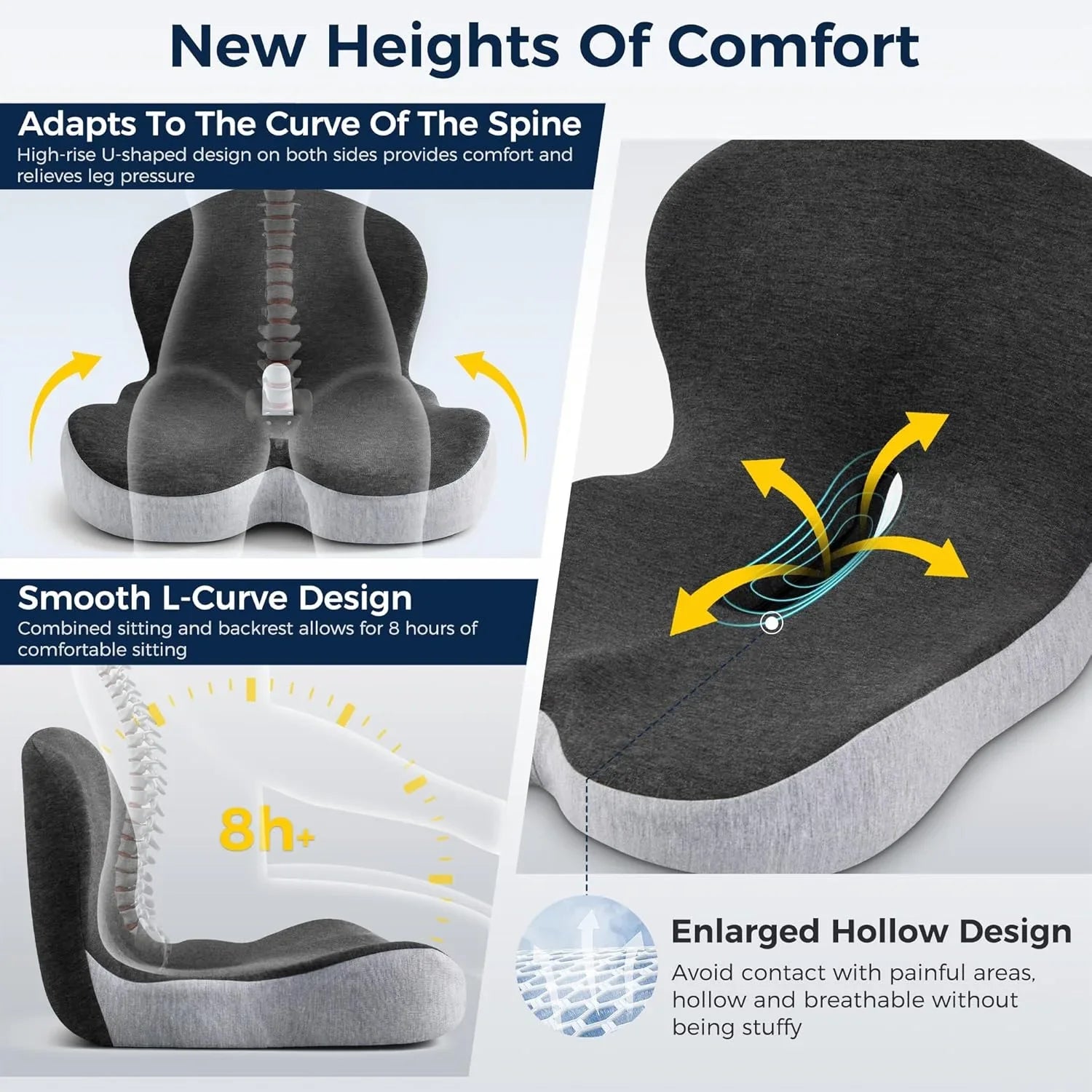Coussin ORTHO 2 en 1 pour Coccyx & Lombaires à Mémoire de Forme