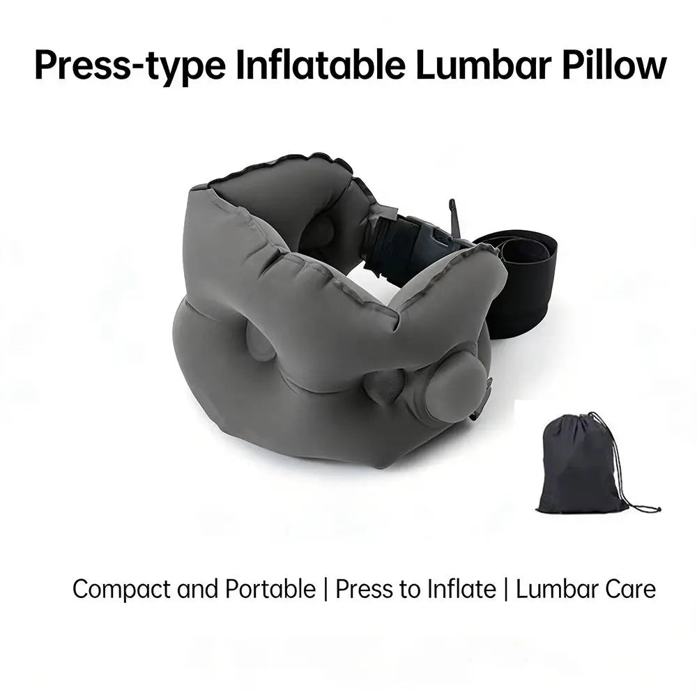 Coussin Lombaire Gonflable Portable – Soutien Réglable avec Sac de Rangement