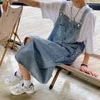 Robe Salopette en Jean Longue avec Poche Avant