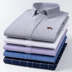 Chemise type Oxford en coton à manches longues pour homme