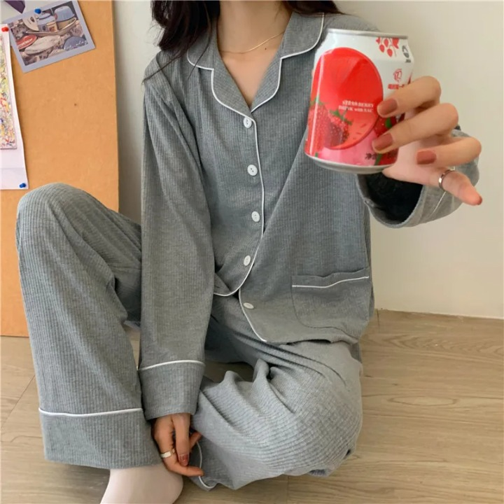 Pyjama boutonné en Coton Modal - Femme