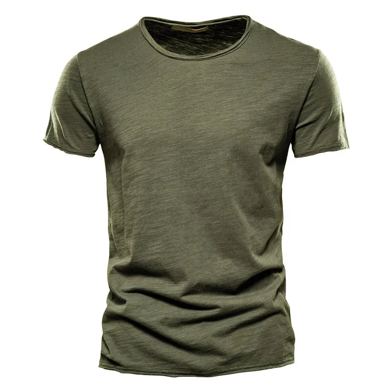 T-Shirt 100% Coton Décontracté à Col Rond et Manches Courtes