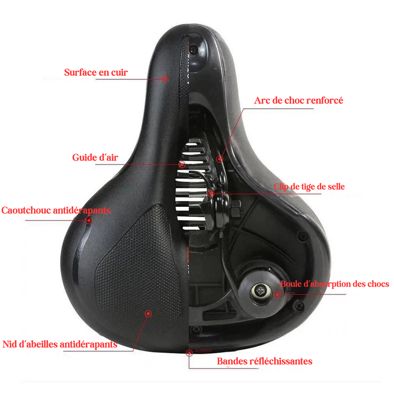 Selle de vélo Confort extrême avec feu arrière intégré