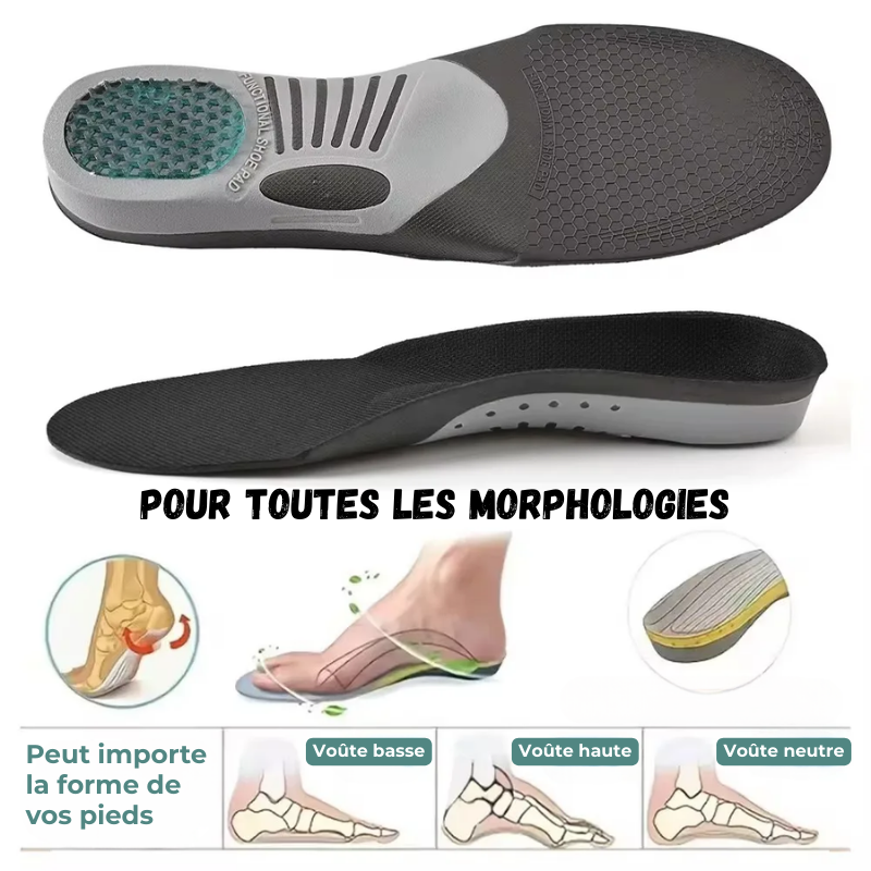 Semelles Orthopédiques Gel 3D Soutien Intégral