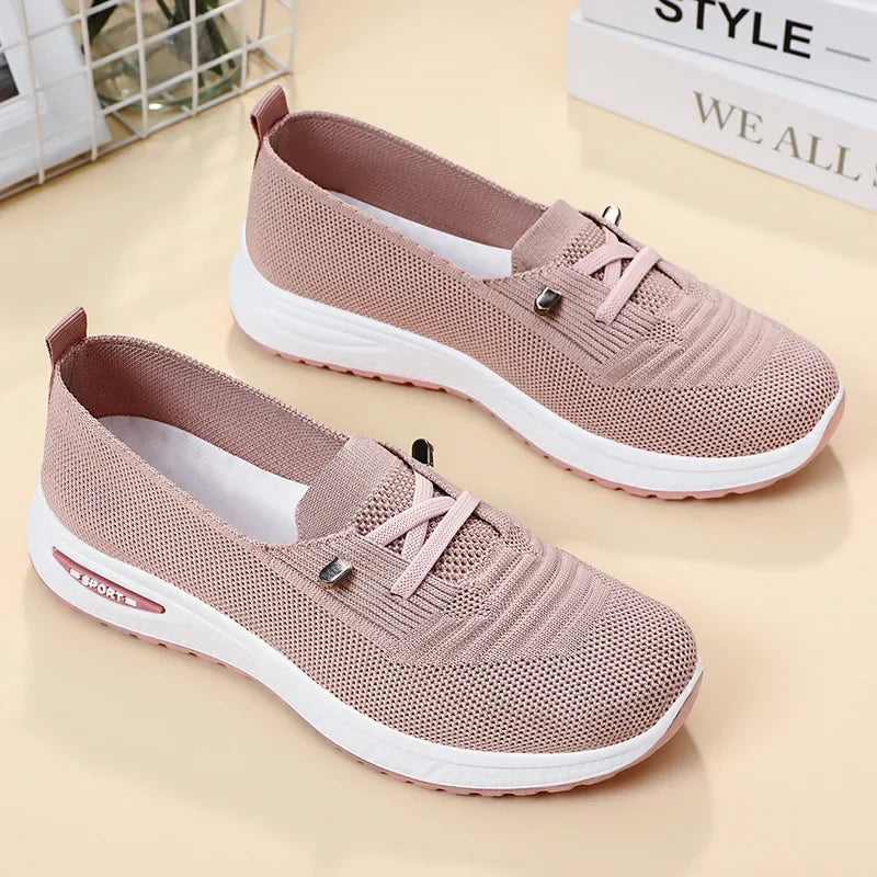 Ballerines en Maille à Faux Lacets Respirantes, Légères & Antidérapantes