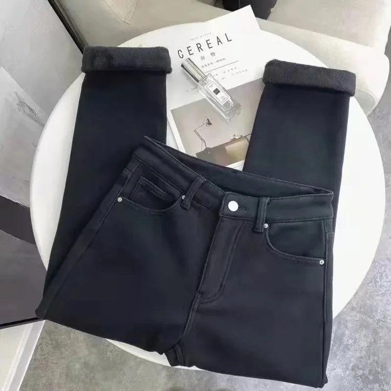Jean Thermique Coupe Droite Taille Haute - Femme