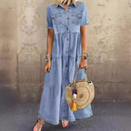 Robe Longue en Jean Multi-Boutons