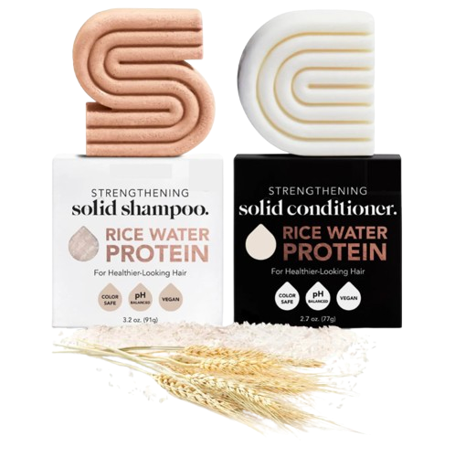 Shampoing & Après-Shampoing Solide Fortifiants à l'eau de riz - Lot de 2