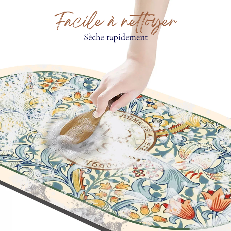 Tapis de Bain Antidérapant à Séchage Ultra-Rapide - Design Floral Élégant