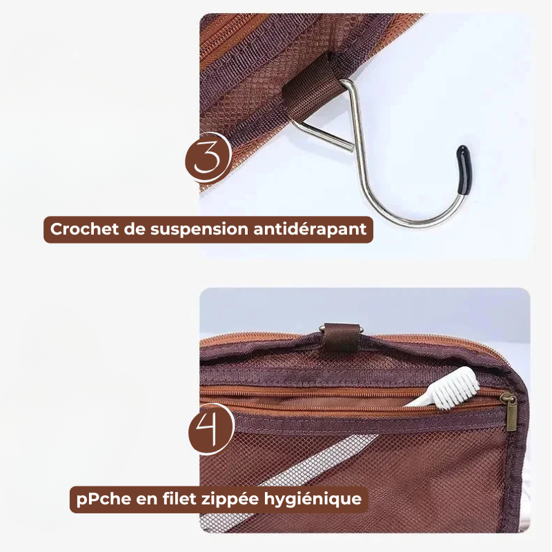 Trousse de Toilette Suspendue – Style Vintage & Pratique