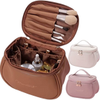Trousse de Toilette en Cuir PU - Praticité & Grande Capacité