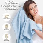Turban de Bain Super Absorbant avec Bande Élastique - Séchage Express