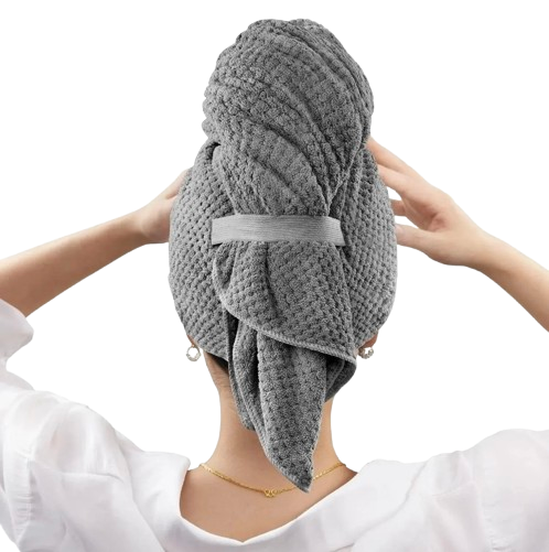 Turban de Bain Super Absorbant avec Bande Élastique - Séchage Express