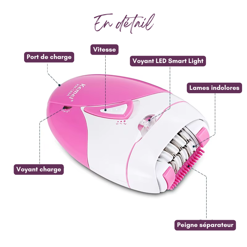 Épilateur électrique à 2 Vitesses & LED USB