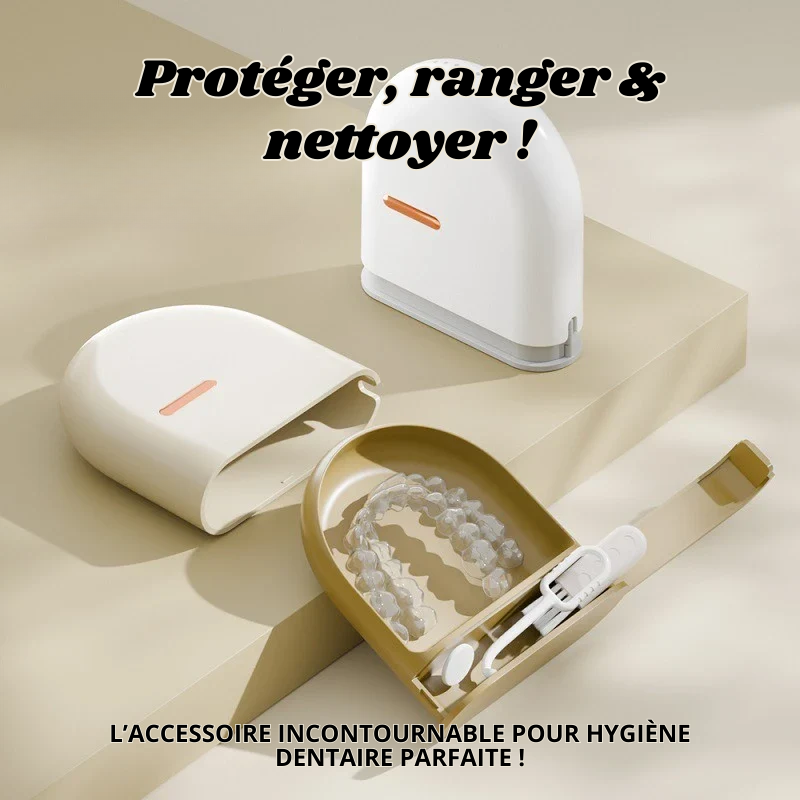 Étui de Voyage pour Gouttières et Dentier à Double Compartiment