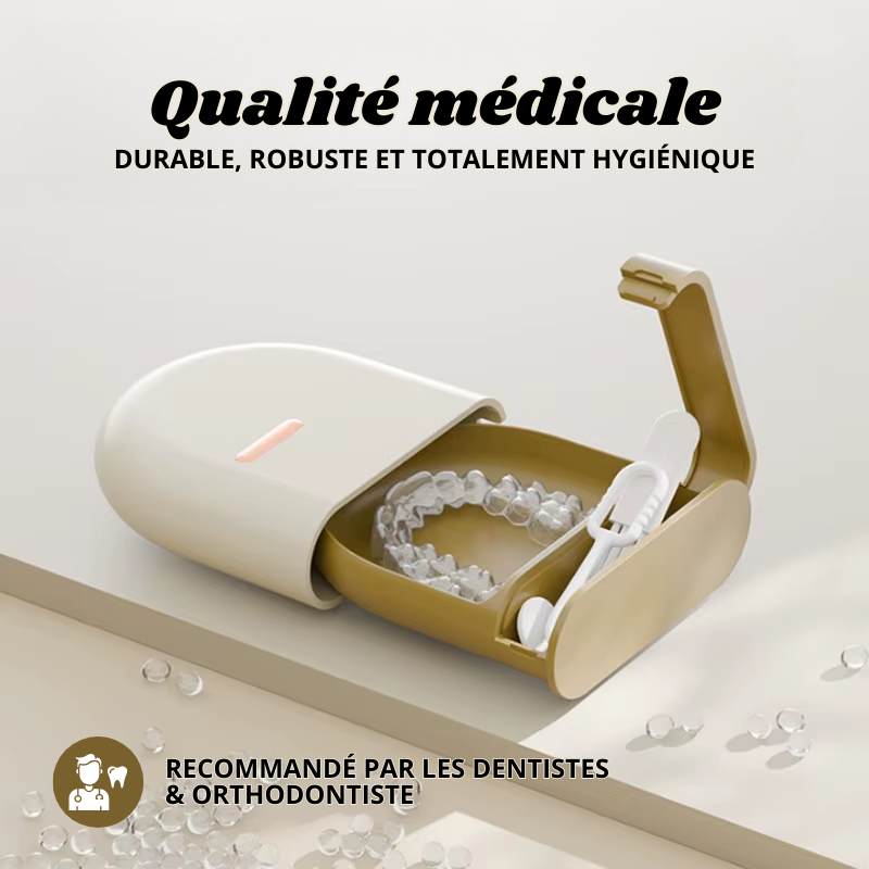 Étui de Voyage pour Gouttières et Dentier à Double Compartiment
