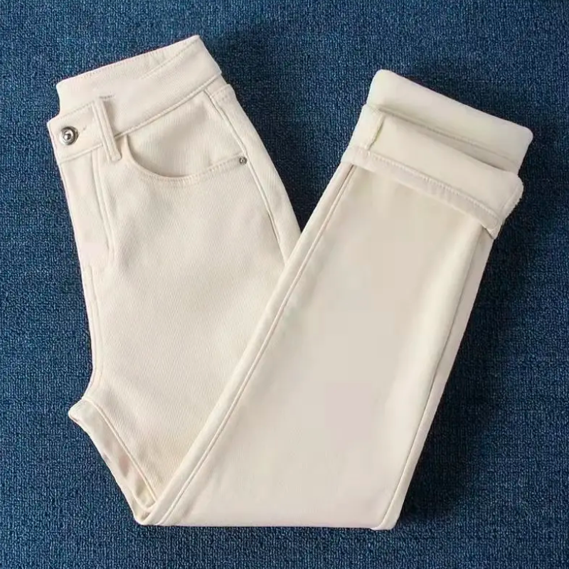 Jean Thermique Coupe Droite Taille Haute - Femme