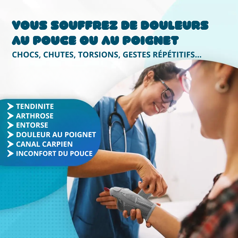 Lot de 2 Attelles de Poignet et Pouce - Soutient & Soulage les douleurs