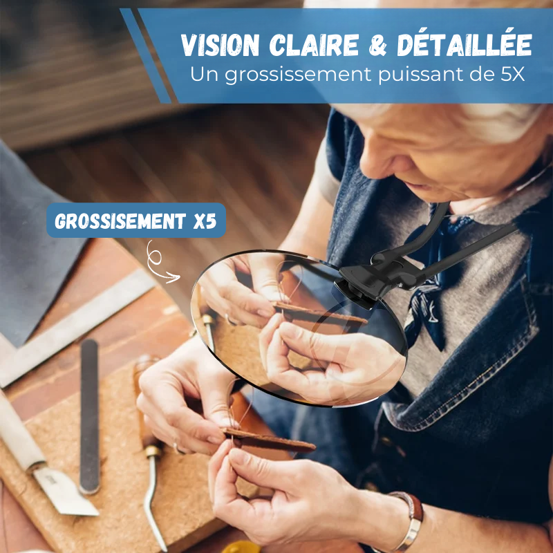 Loupe Mains Libres Grand Écran 5X Réglable