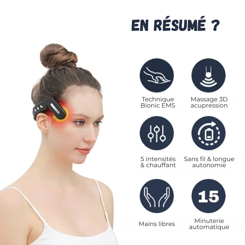 Masseur de Tête Électrique Anti-Migraine Chauffant