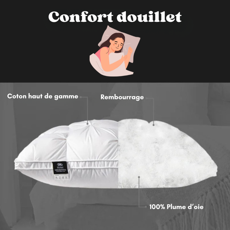 Oreiller d'hôtel de luxe - Coton & Plume d'oie