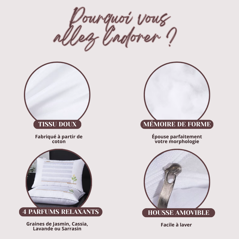 Oreiller Parfumé aux Multiples Bienfaits