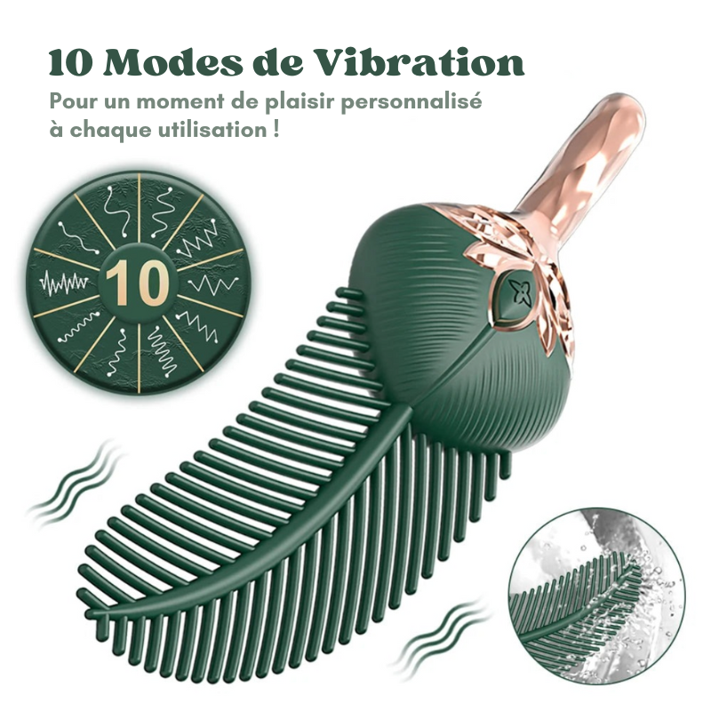 PEACOCK - Stimulateur clitoridien et corps en plume de paon - 10 vibrations
