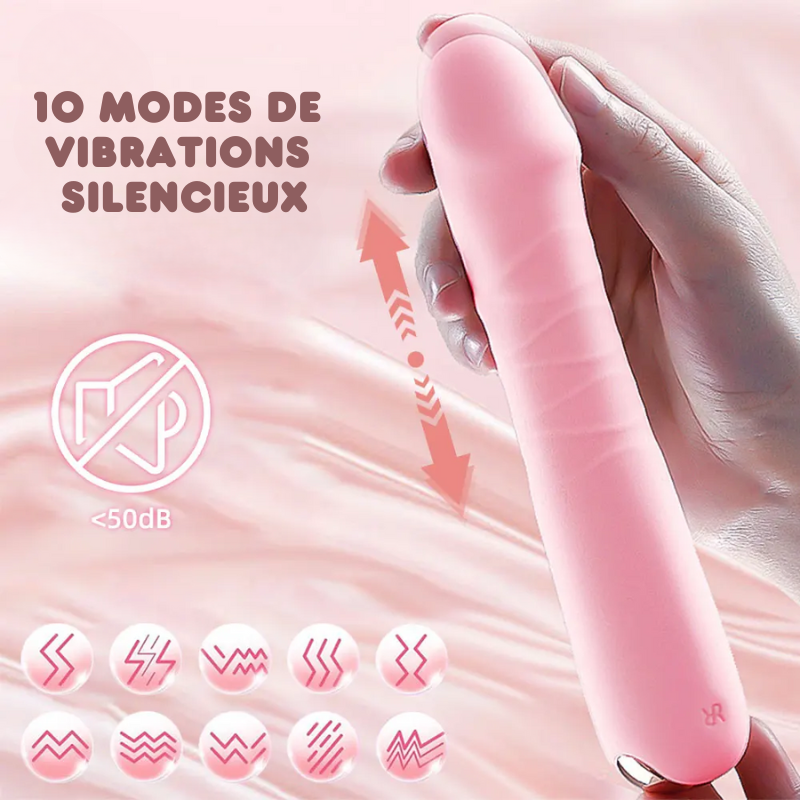 PINKY - Vibromasseur féminin Télescopique - 10 Vibrations