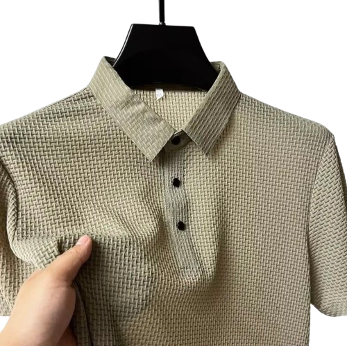 Polo Homme Texturé Jacquard Manches Courtes Respirant