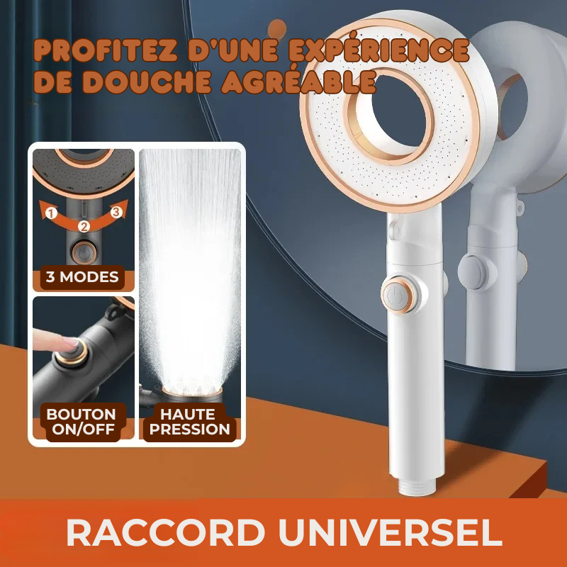 Pommeau de Douche Réglable Haute Pression à 3 Modes