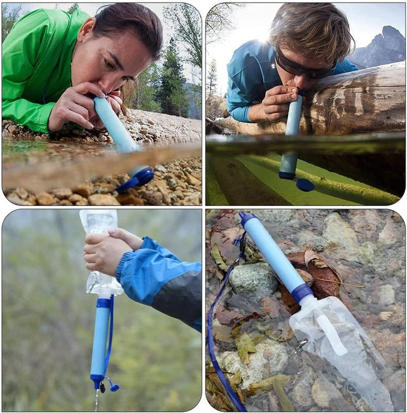 Paille filtrante de survie - Filtre à eau portable + Gourde pliante & E-Book OFFERTS