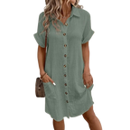 Robe Chemise Été Boutonnée en Coton
