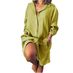 Robe Chemise longue en coton et lin pour femme