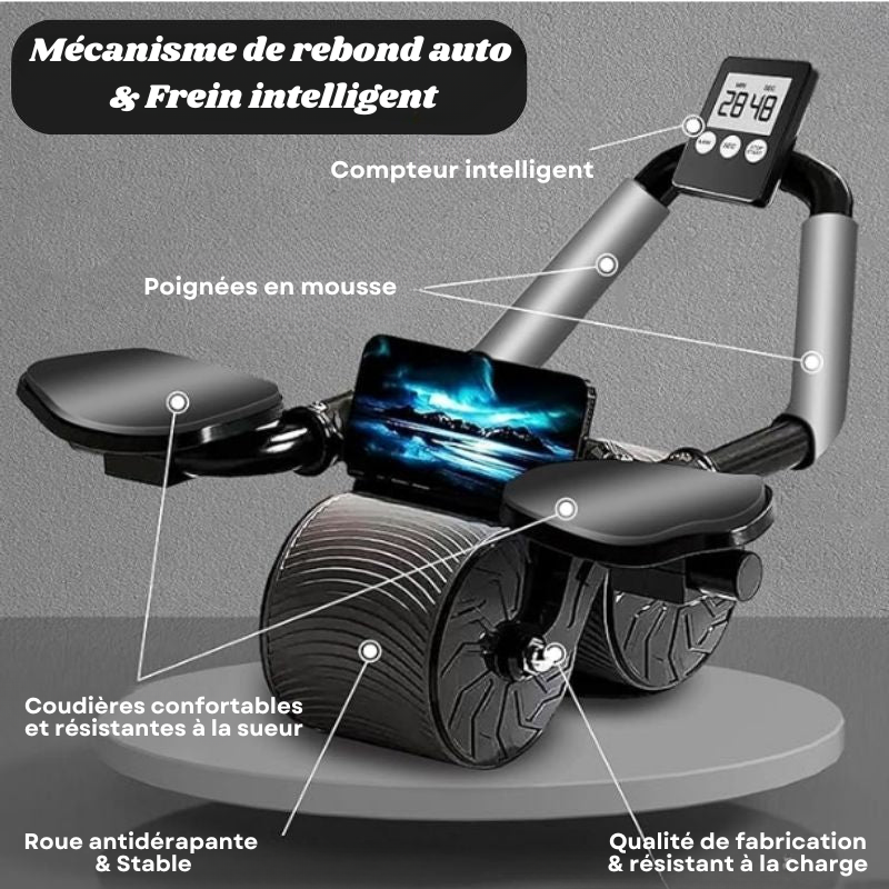 Roue abdominale à rebond automatique avec compteur d'affichage