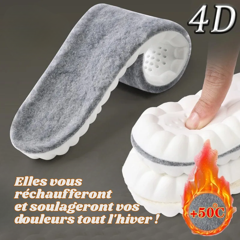 Semelles Orthopédiques 4D & Thermiques en Laine