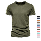 T-Shirt 100% Coton Décontracté à Col Rond et Manches Courtes