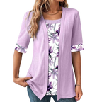 T-shirt 2 en 1 Chic Motif Fleuri