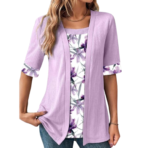 T-shirt 2 en 1 Chic Motif Fleuri