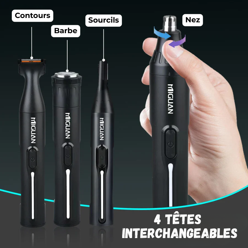 Tondeuse 4 en 1 Rechargeable – Nez, Barbe, Sourcils