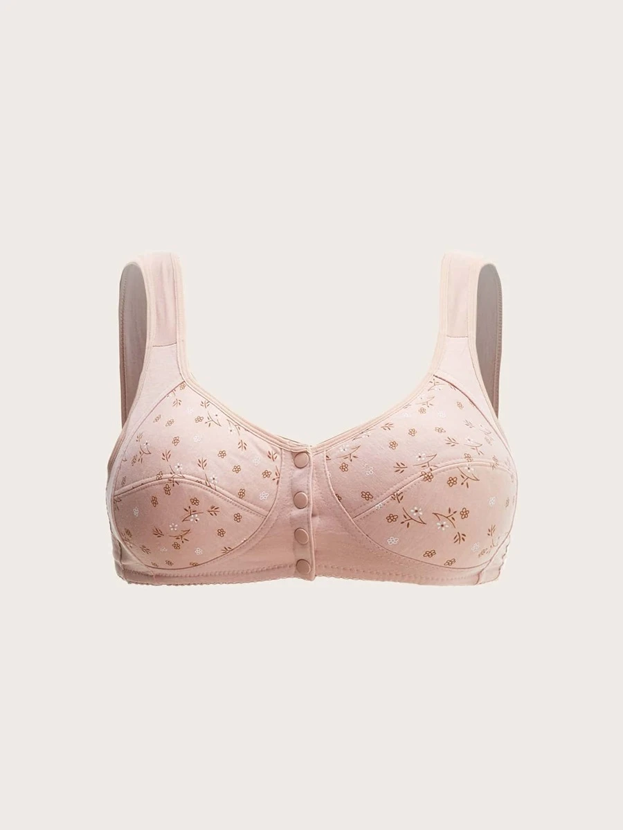 Soutien-gorge 100% coton à imprimé floral rose