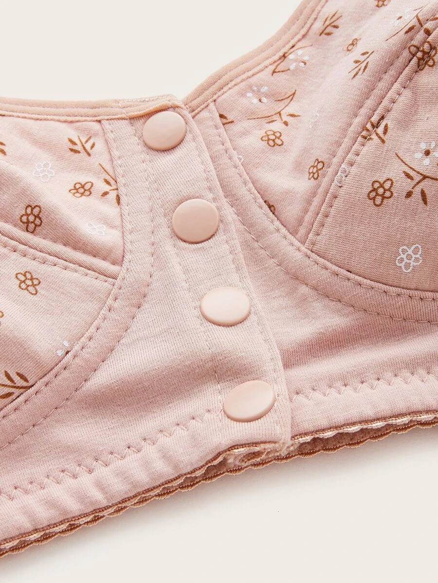 Soutien-gorge 100% coton à imprimé floral rose