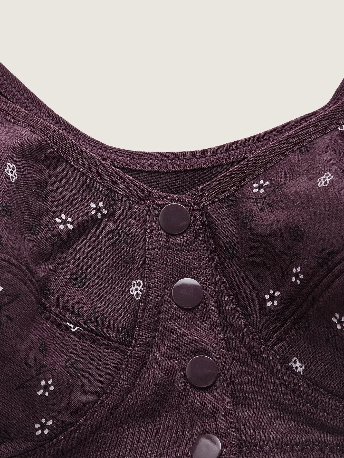 Soutien-gorge 100% coton à imprimé floral prune