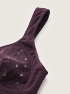Soutien-gorge 100% coton à imprimé floral prune