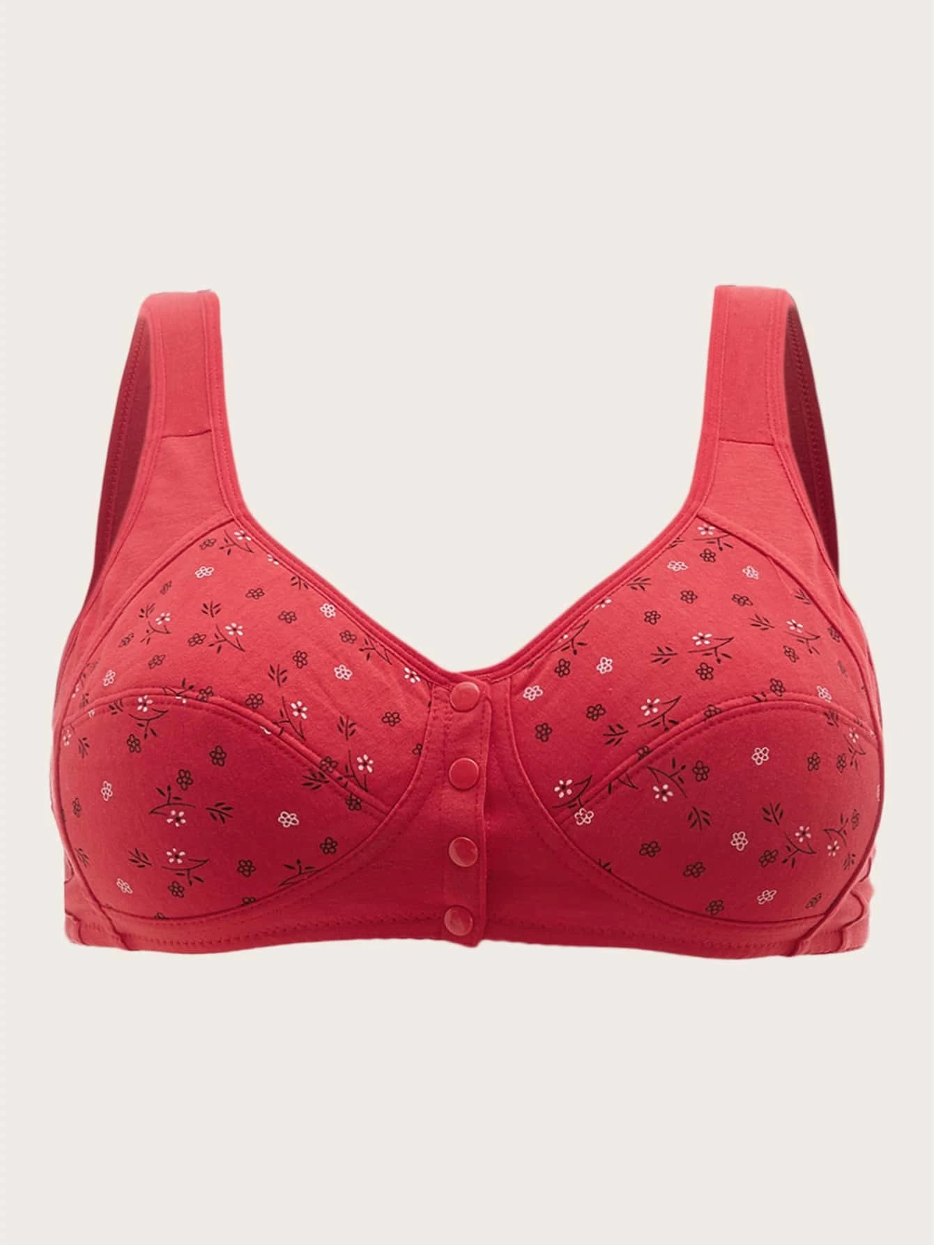 Soutien-gorge 100% coton à imprimé floral rouge