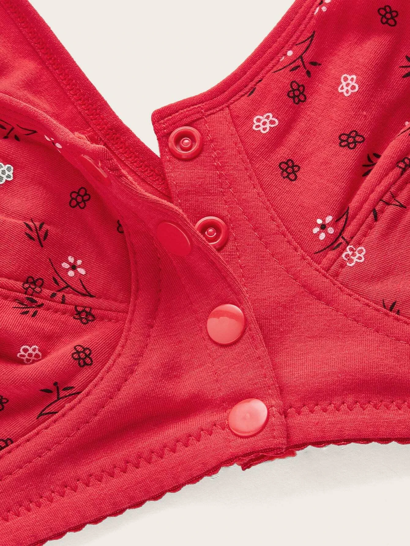 Soutien-gorge 100% coton à imprimé floral rouge