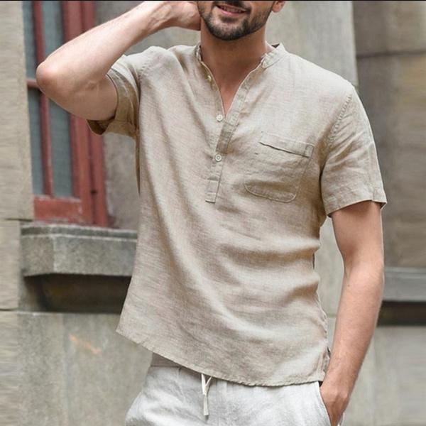 Chemise en lin respirant pour homme