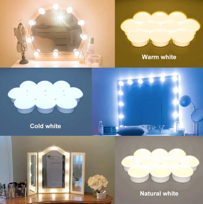 10x Applique LED pour miroir - 3 Modes