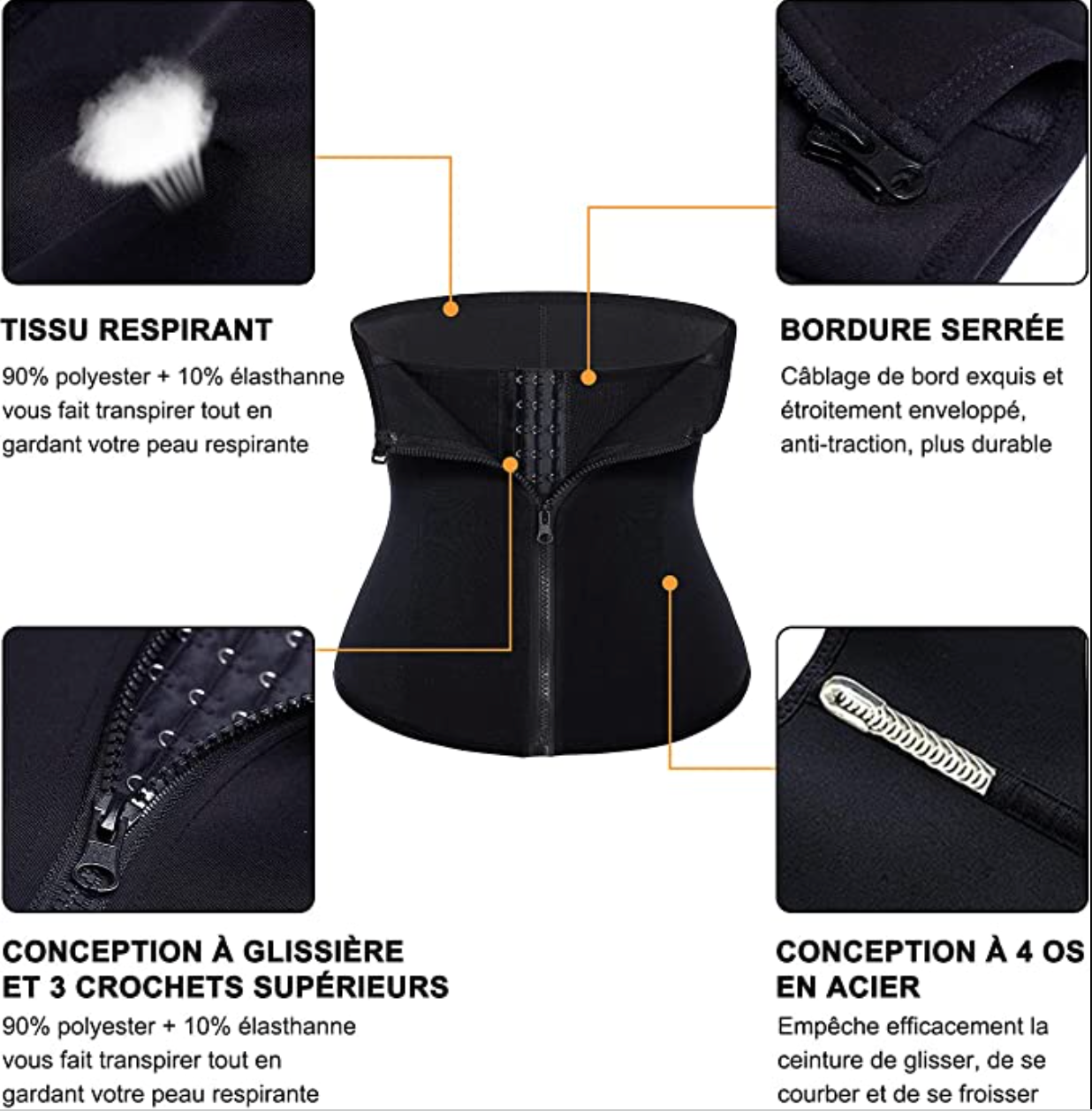 Ceinture corset de sudation amincissante et sculptante