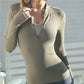 Zip Shirt - Haut de sport manches longues mitaines kaki