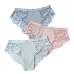 Lot de 3 Culottes féminines en coton à dentelle